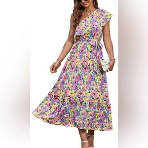 Floral, one shoulder, dress. Size medium.